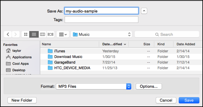mp3 format for a mac recorder